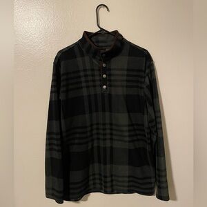 Smiths Workwear Green Plaid Flannel Quarter Button Down Long Sleeve, Medium